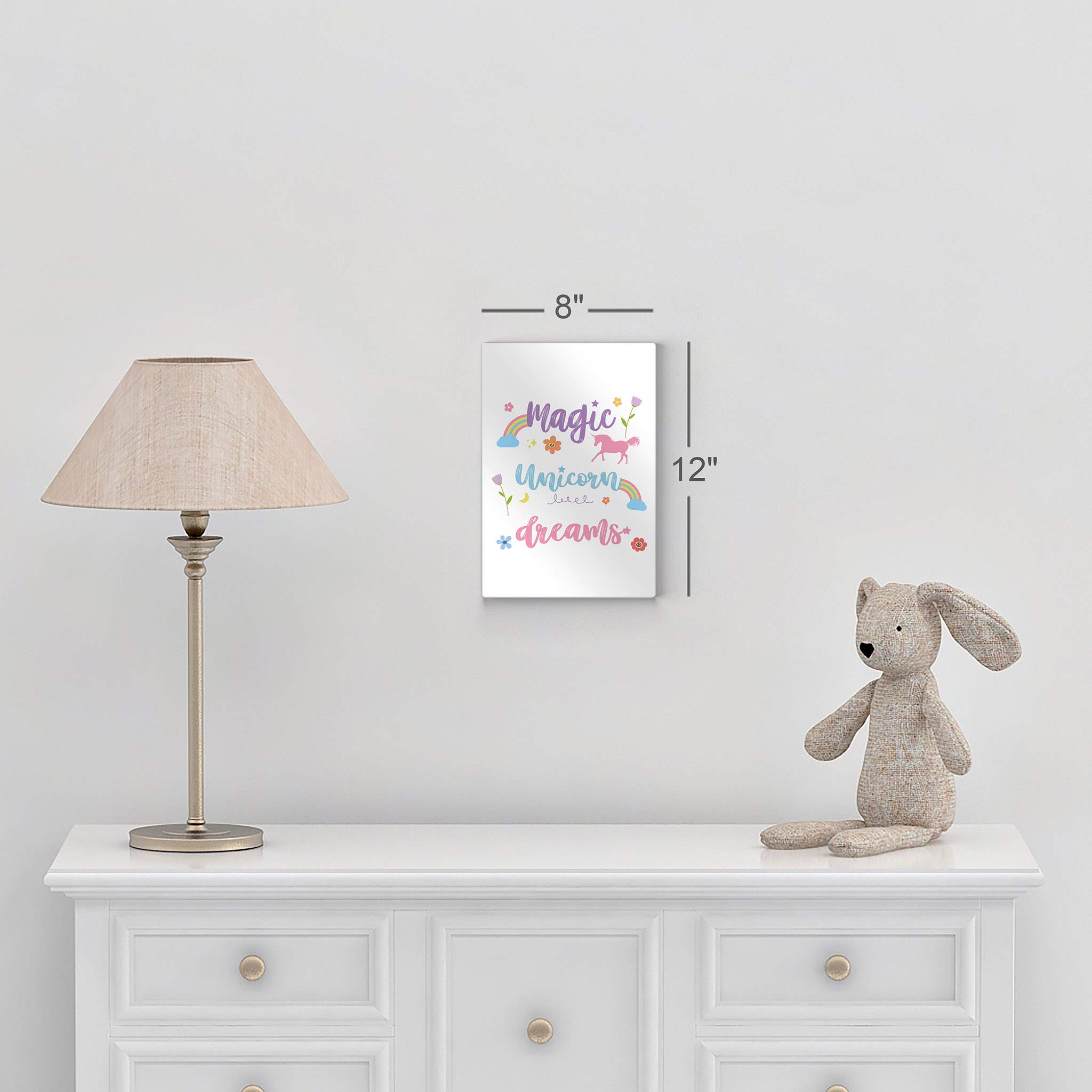 Magic Unicorn Dreams Quote Metal Wall Art - 40x30 Inch Kids Room Decor, Nursery Decor, Baby Gift with White Background | Made in USA | Perfect for Bedroom, Playroom & Birthday Presents