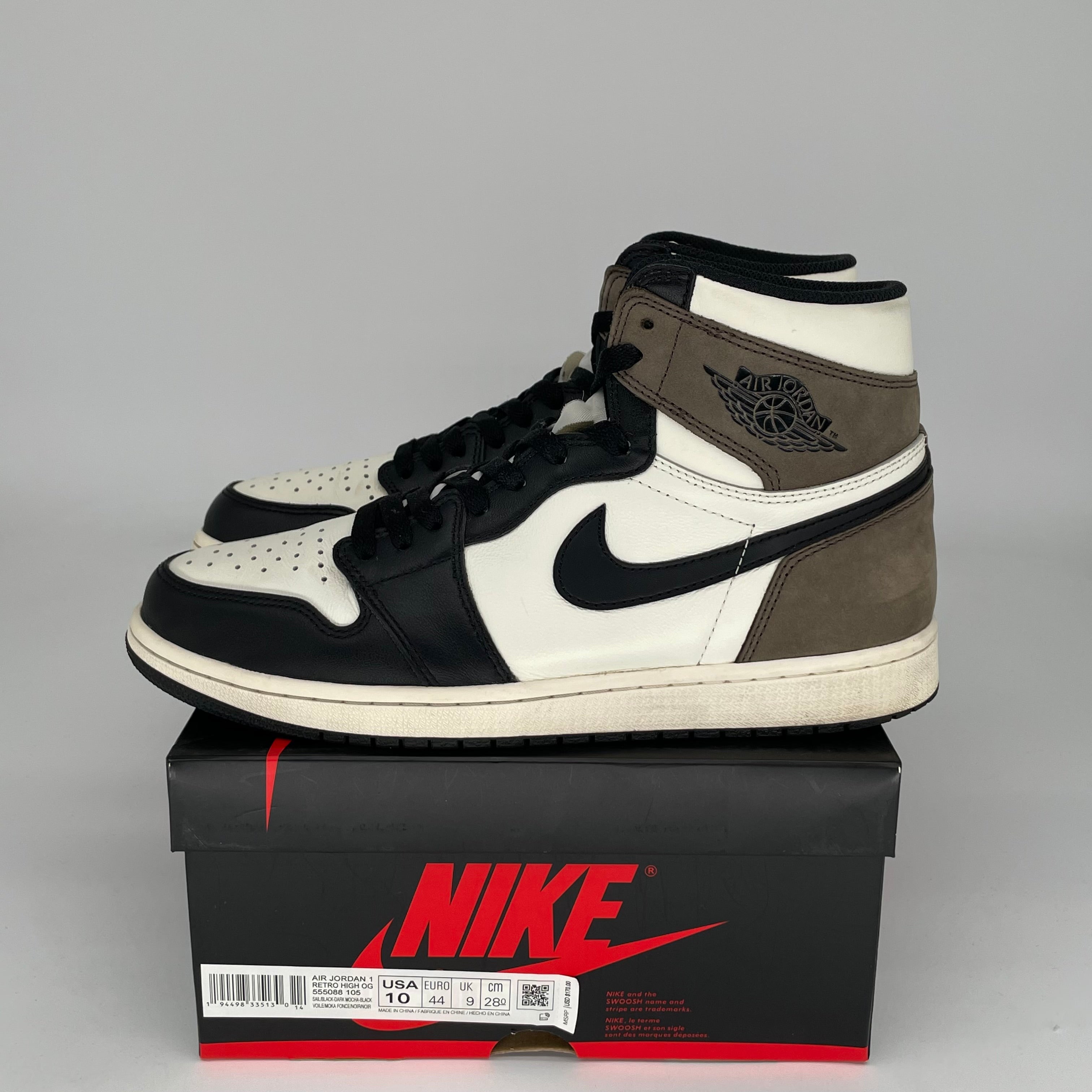 Original Air Jordan 1 Retro High OG 'Dark Mocha' Men's Basketball Shoes - Size 10 (555088-105) - Stylish Sneakers for Streetwear & Casual Outfits