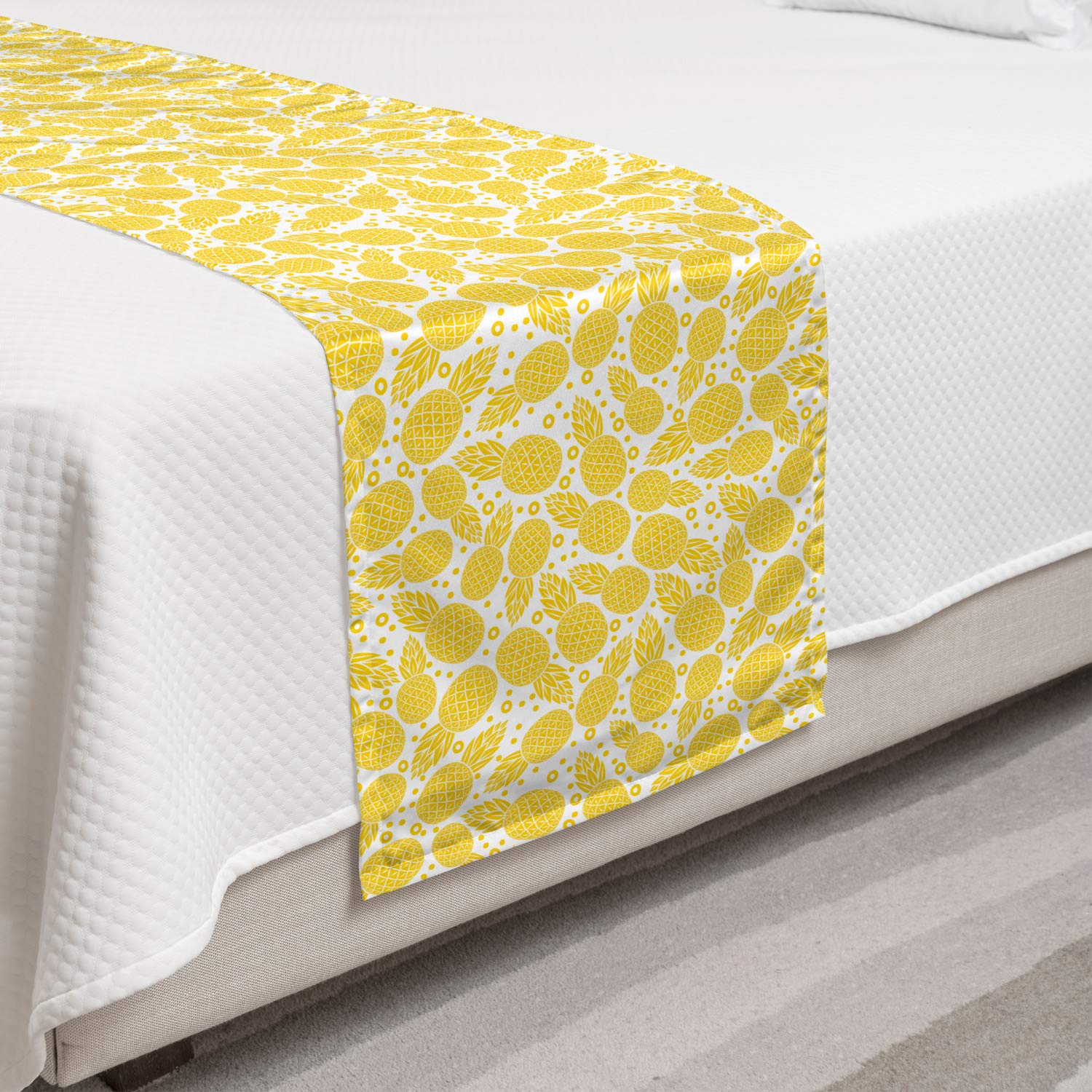 Ambesonne Yellow Pineapple Bed Runner - Tropical Fruit Pattern for Hotels & Homes