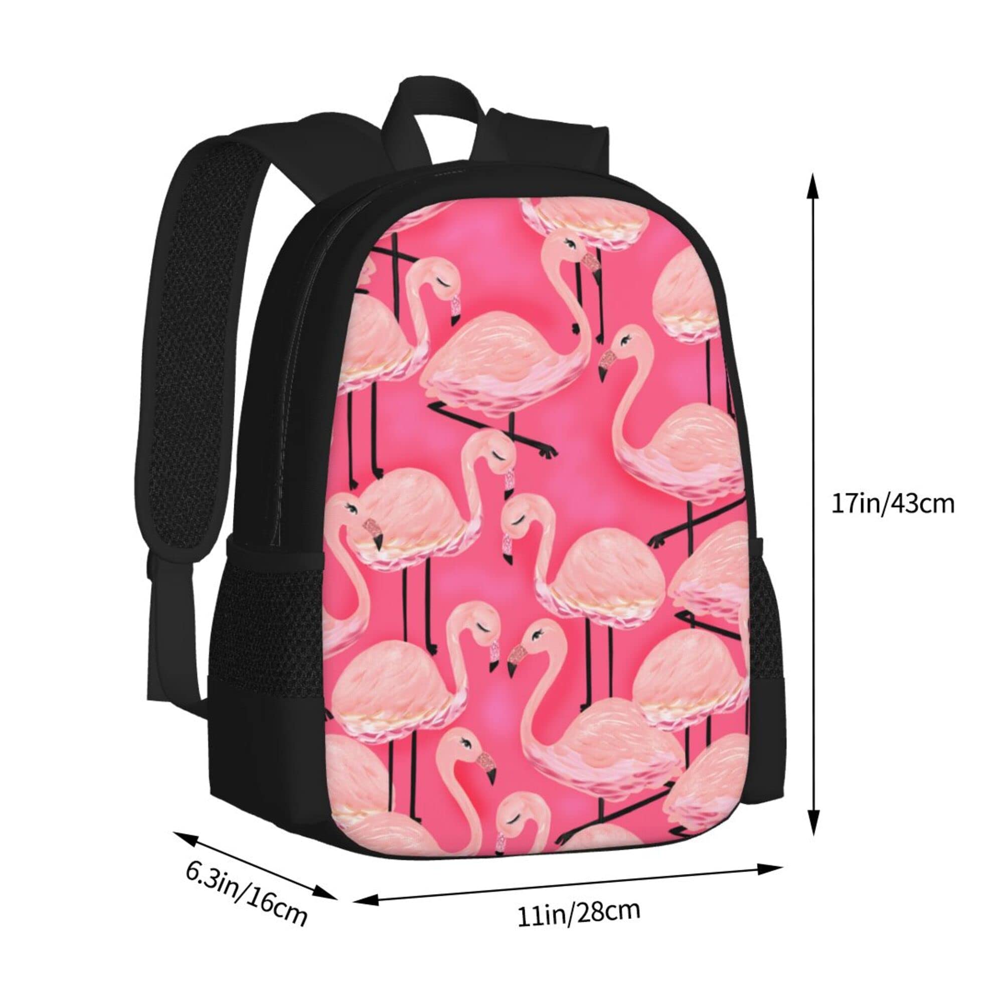 EOUNMSU Cute Watercolor Flamingo Pink Backpack - 17 Inch Large Durable Lightweight Laptop Backpack for Men & Women - Perfect for Travel, School, College, Business & Outdoor Hiking Daypack