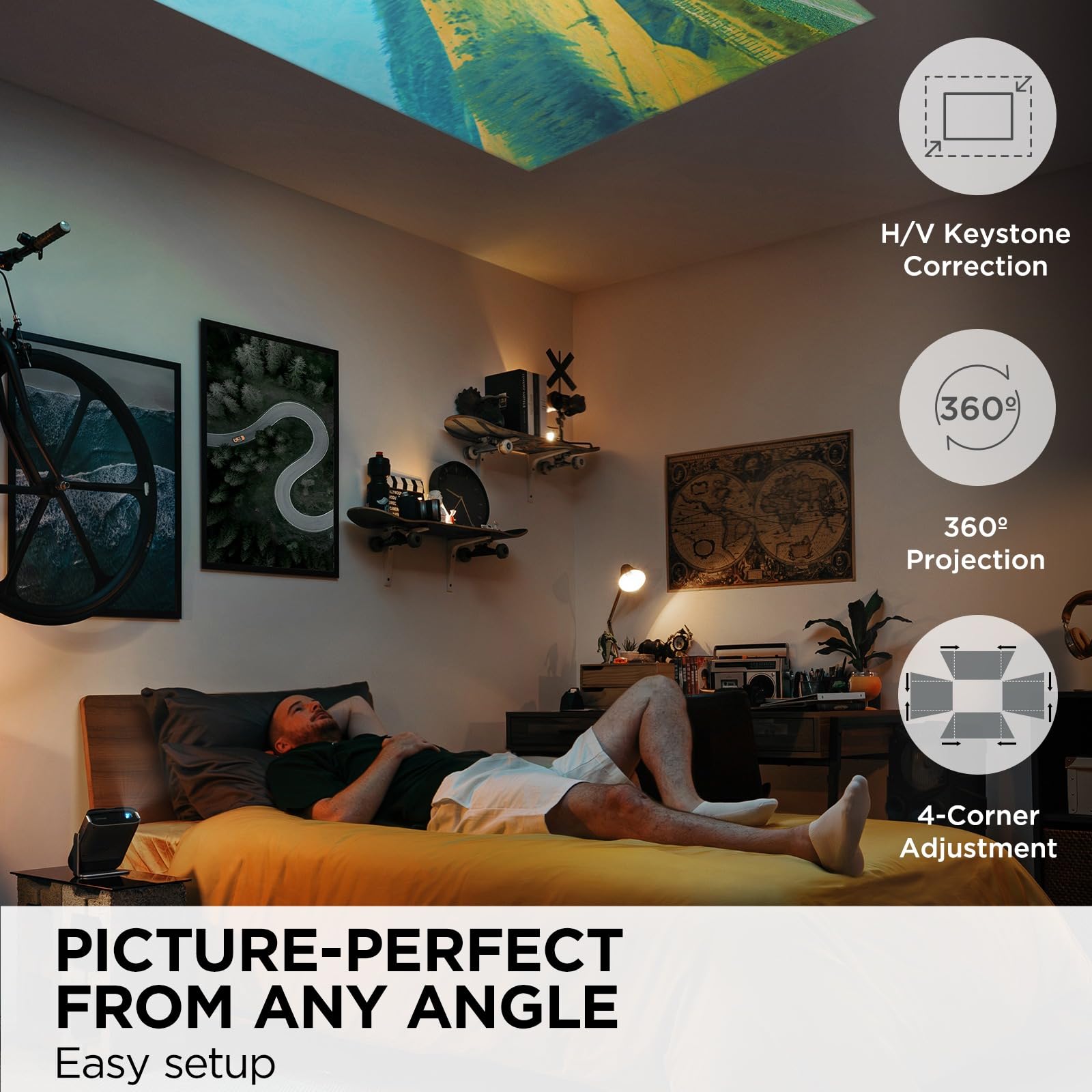 ViewSonic M1X Portable LED Projector with Smart Stand | 1080P HD | Harman Kardon Speakers | Built-In Battery | H/V Keystone Correction | Bluetooth & WiFi | USB-C & USB-A - Perfect for Home Theater, Outdoor Movies, Business Presentations & Gaming