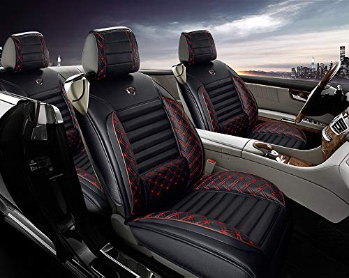 Custom Fit Waterproof Seat Covers for Chevrolet Spark/Sonic/Cruze/Malibu - 5-Seat All-Weather Protection, Ultra Breathable with Lumbar Support (Black/Red) - Perfect for Road Trips, Daily Commutes & Outdoor Adventures