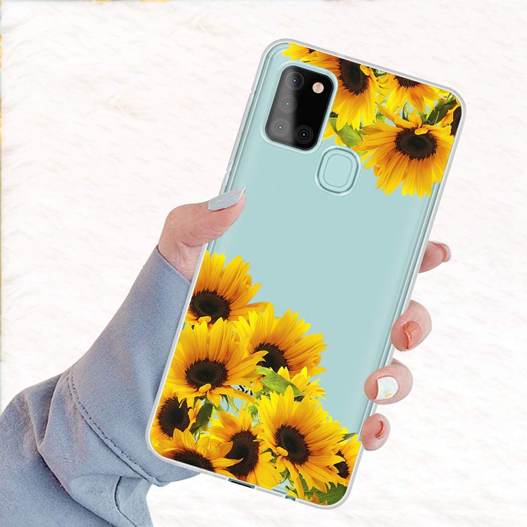Samsung Galaxy A21S Phone Case - Cute Clear Slim Shockproof TPU Protective Cover with Sunflower Pattern for Women & Girls | Perfect for Everyday Use, School, Work & Travel
