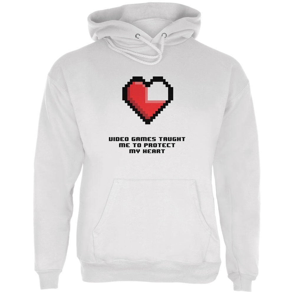 Old Glory Video Games Protect My Heart White Hoodie for Adults - Medium Size | Gaming Merchandise, Casual Wear & Gift for Gamers