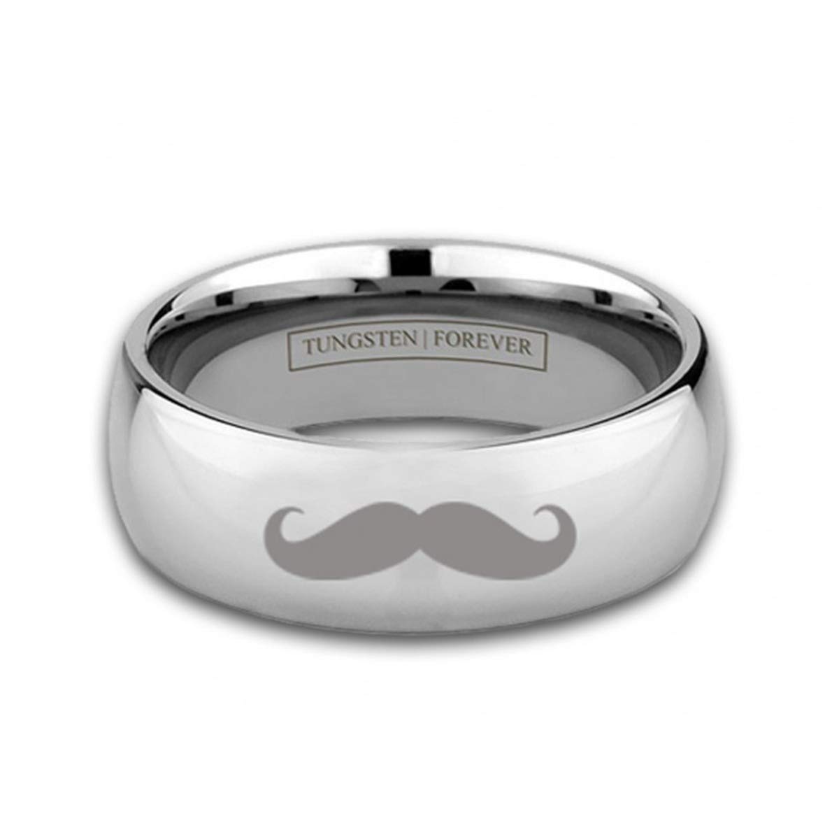 6mm & 8mm Movember Mustache Laser Design Ring - Perfect for Gifts, Parties & Men's Fashion Accessories