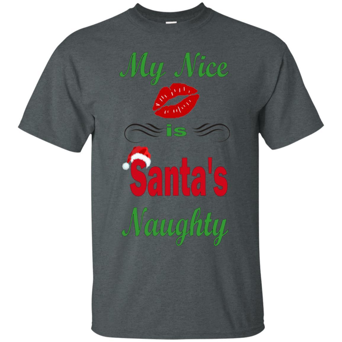 WineyBitches.co My Nice Is Santa's Naughty Ultra Soft Cotton T-Shirt - Funny Christmas Party Outfit, Holiday Gift for Women, Casual Wear