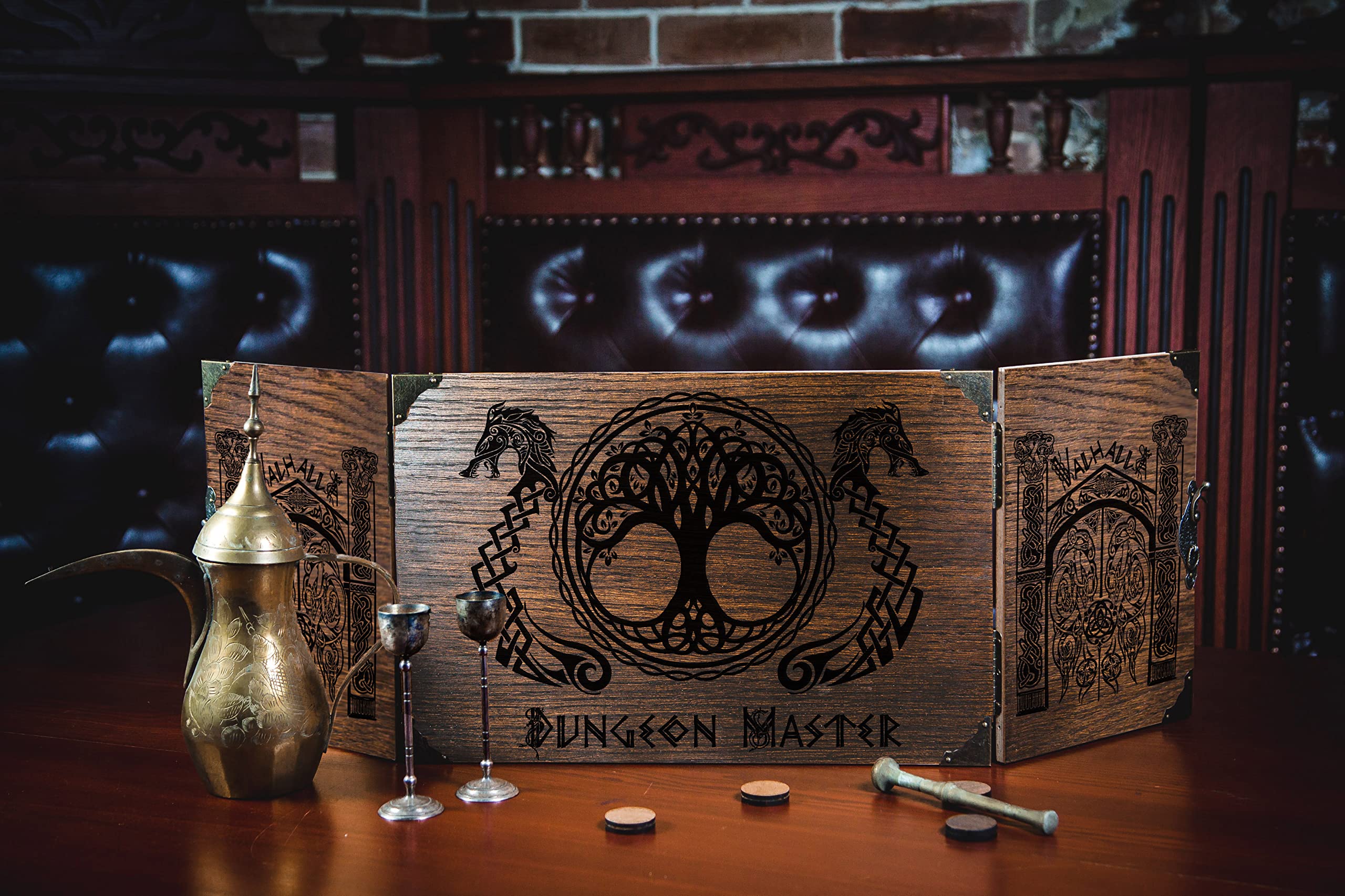 Wooden Handcrafted Game Master Screen for RPG Board Games - Foldable 12x9