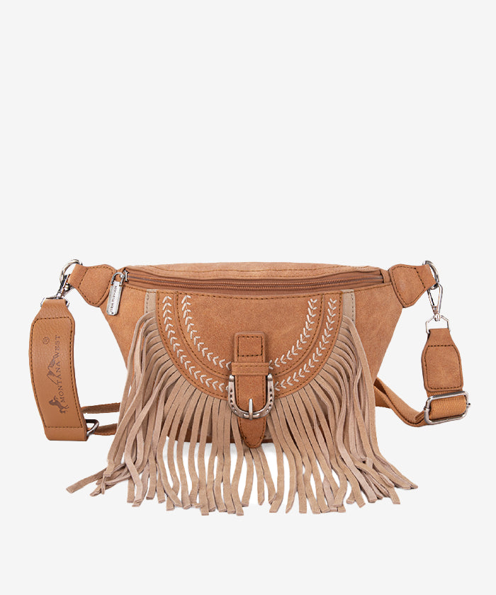 Montana West Fringe Crossbody Belt Bag for Women - Stylish Leather Waist Pack with Adjustable Strap, Perfect for Travel, Concerts & Outdoor Activities