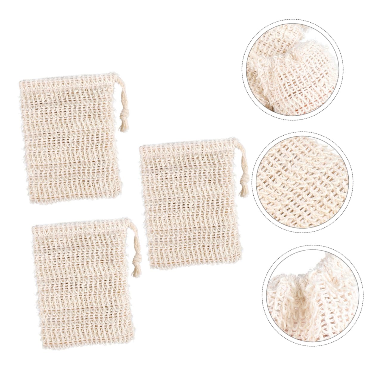 IPetBoom 3-Pack Exfoliating Soap Pouches - Mesh Soap Sponge Bags for Body Scrub & Deep Cleansing | Reusable Bathing Supply with Jute Texture (Yellow) | Perfect for Shower, Spa & Travel Essentials