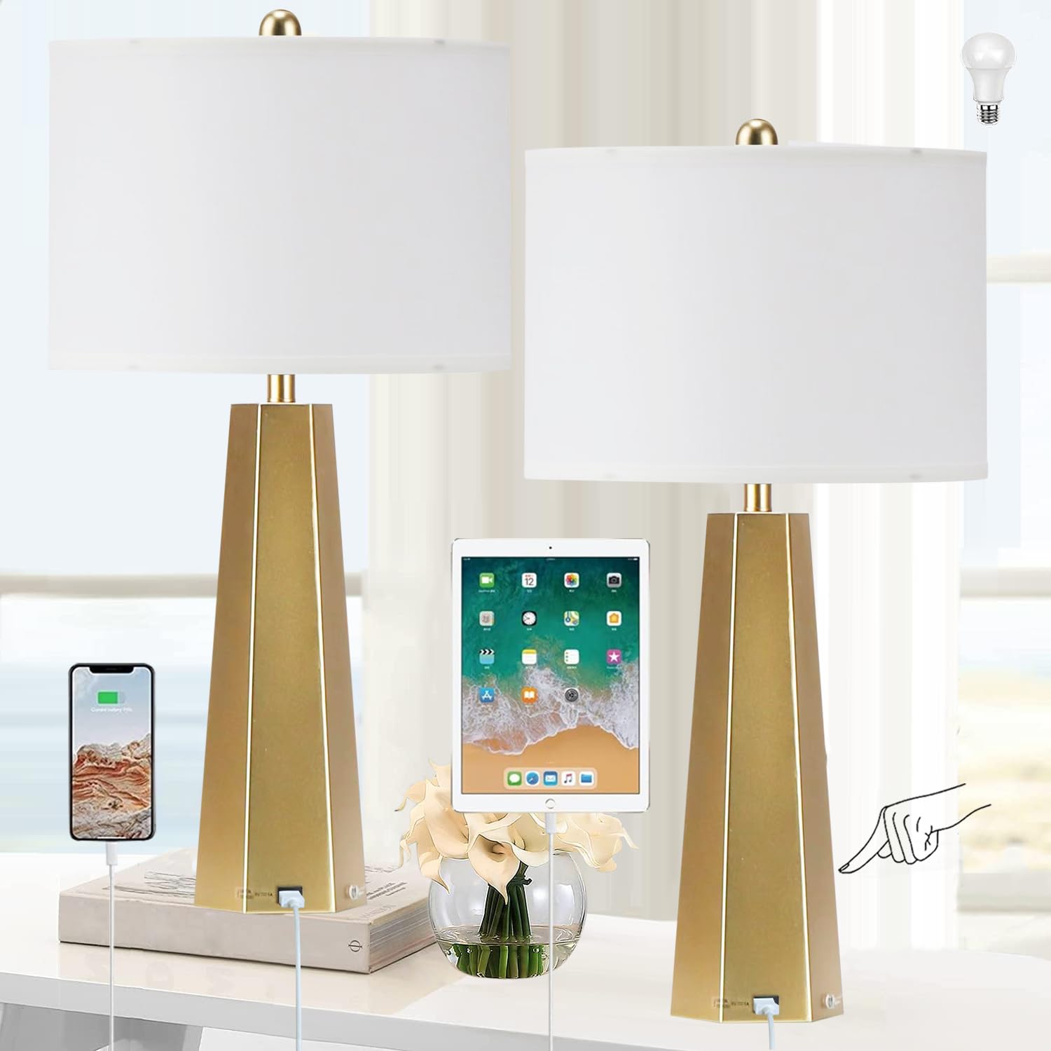 Modern Touch Bedside Lamps Set of 2 - 30