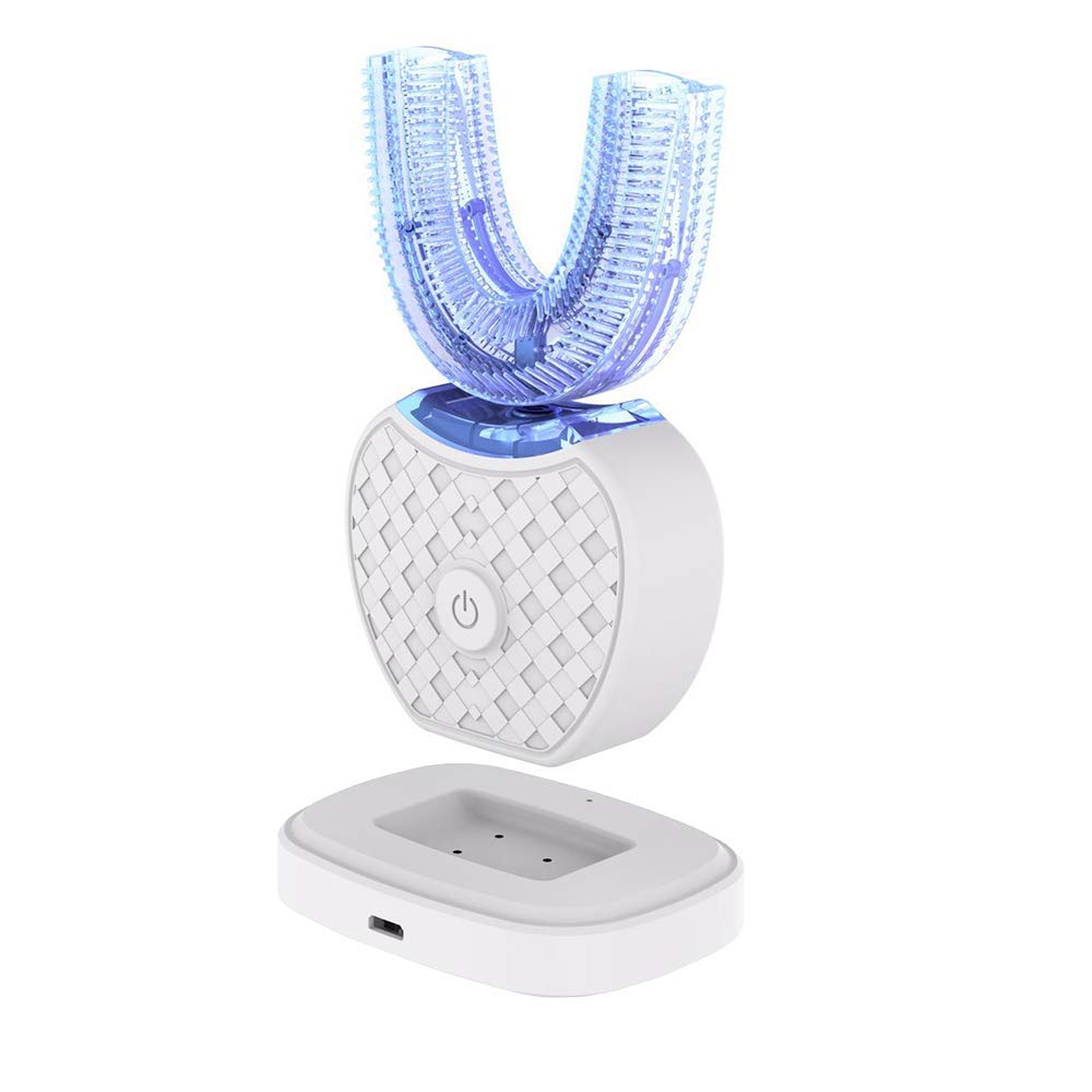 360° Ultrasonic Electric Toothbrush with Automatic Timer & Whitening - Battery Powered, Waterproof, for Deep Cleaning & Fresh Breath - Perfect for Travel, Home & Office Use (White)