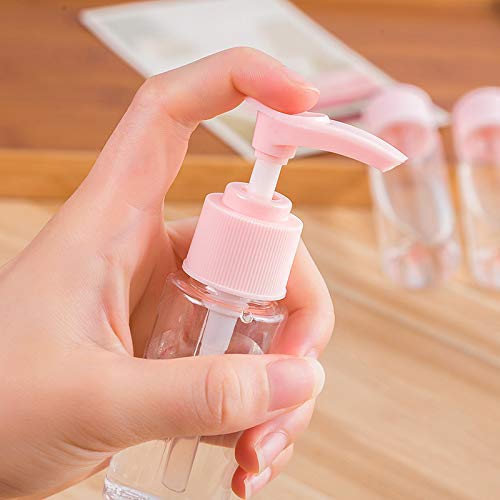 Cannagenix Travel Bottles Set - 6 Pack Refillable Leak-Proof Mini Plastic Bottles for Toiletries, Pump Spray & Squeeze Containers with Travel Storage Bag - Perfect for Airplane Carry-On, Gym, Camping (Pink, 16cm Width)