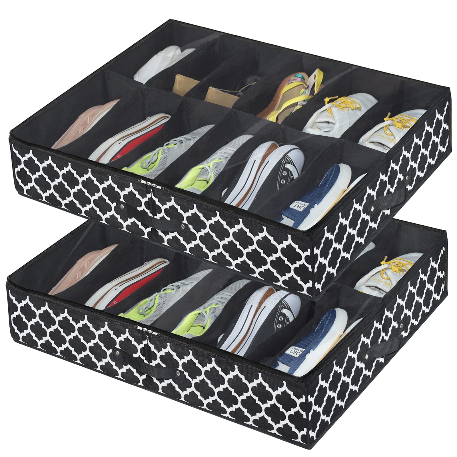 Under Bed Shoe Storage Organizer - Large Sturdy Shoe Containers with Durable Zipper, 5.9