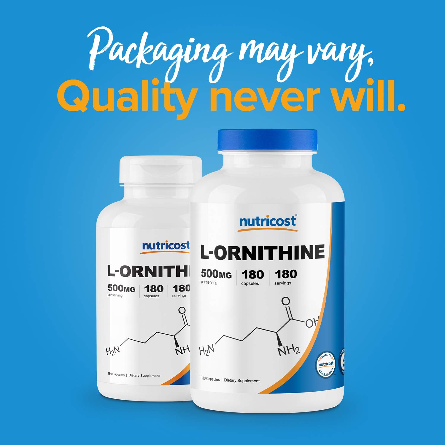 Nutricost L-Ornithine 500mg Supplement - 180 Capsules per Bottle (3-Pack) | Supports Liver Health, Sleep Quality & Athletic Performance | Post-Workout Recovery & Detox Support