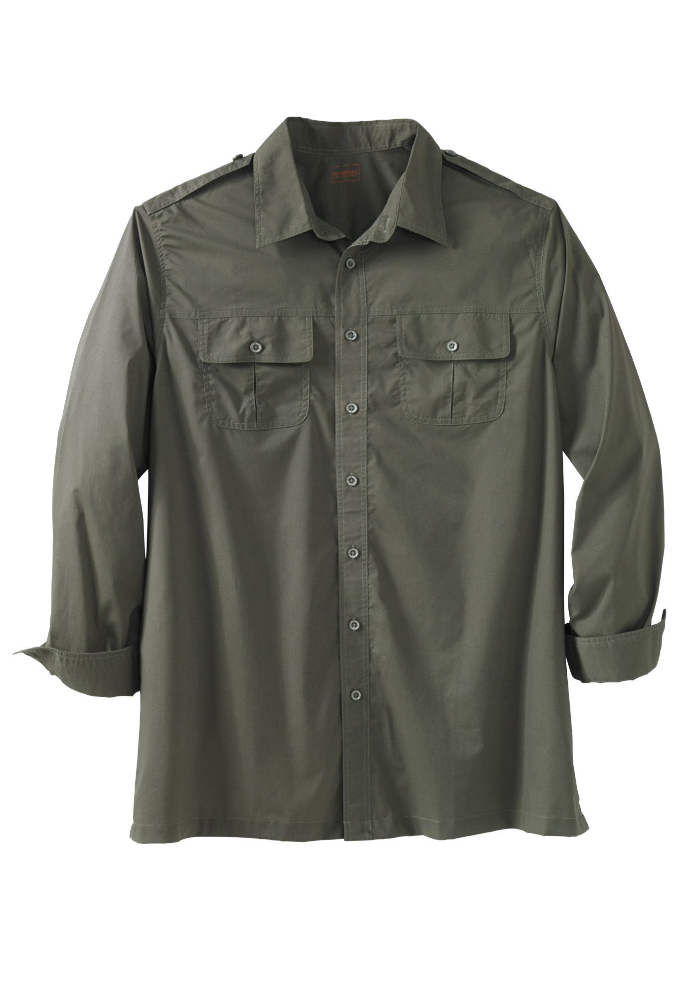 Boulder Creek by Kingsize Men's Big & Tall Long Sleeve Pilot Shirt - Comfortable Casual Button Down for Work & Outdoor Activities