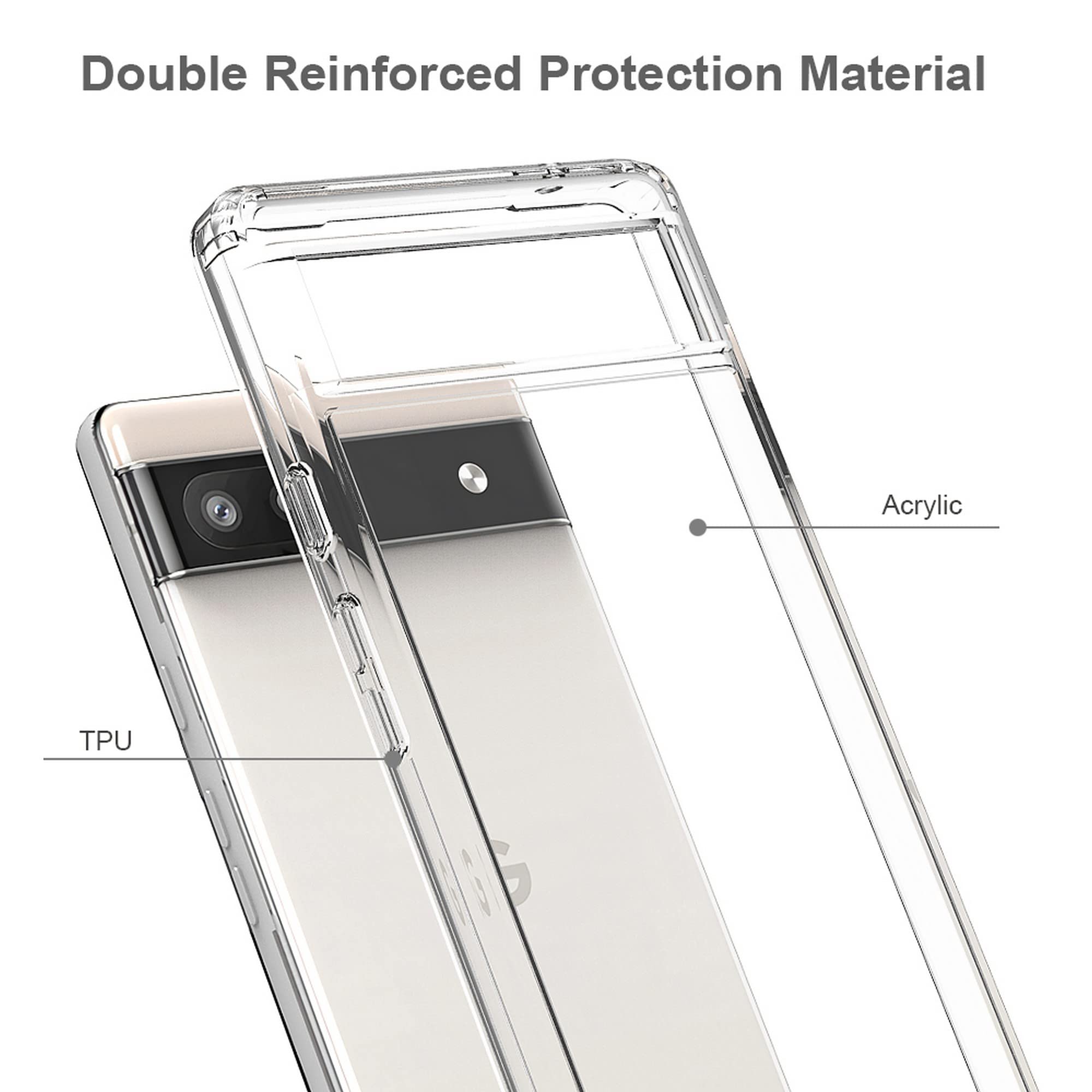 AquaFlex Slim Shockproof Case for Google Pixel 6A - Drop Protection & Reinforced Corners for Outdoor Use