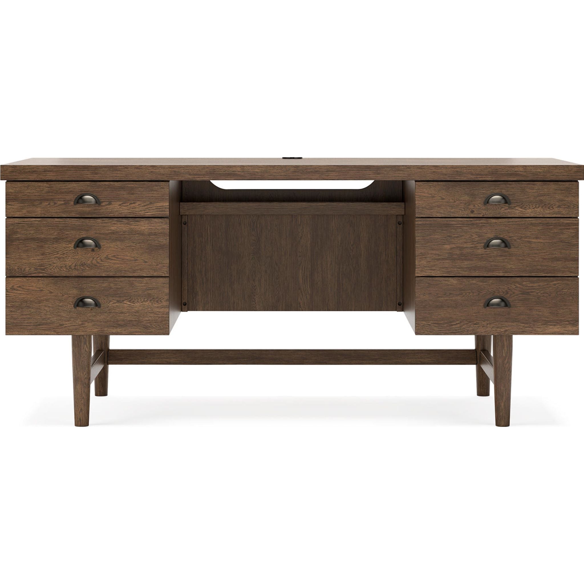 Austanny Solid Wood Desk - Warm Brown Finish, Modern Home Office Desk for Study & Work - Perfect for Small Spaces & Remote Work