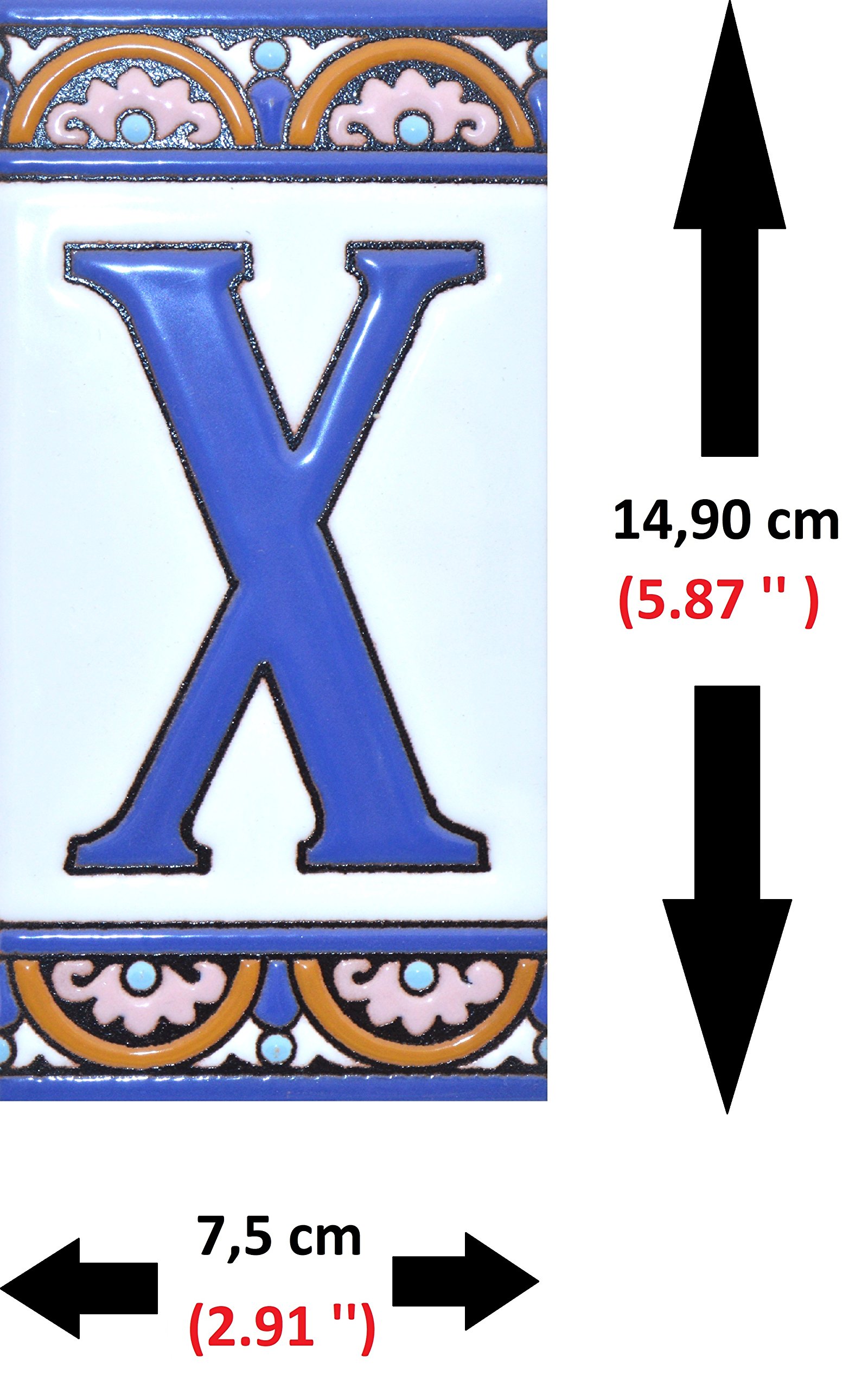 6 Inch Handpainted House Letter Tiles - Custom Address Signs, Names & Numbers for Home Decor - ARCO GRANDE Design (5.86