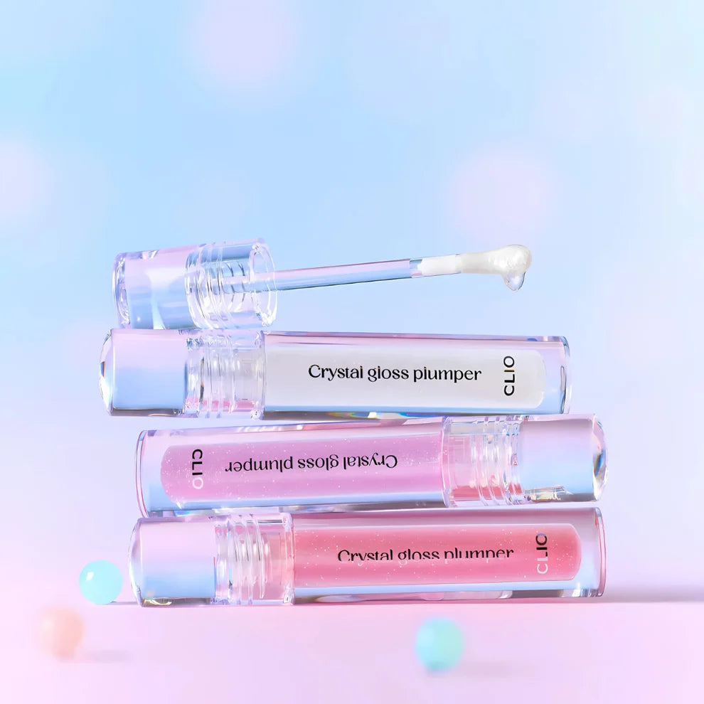 CLIO Crystal Gloss Plumper - 3-Piece Set (3.4g Each) - Hydrating Lip Gloss with Plumping Effect - Perfect for Daily Wear & Special Occasions