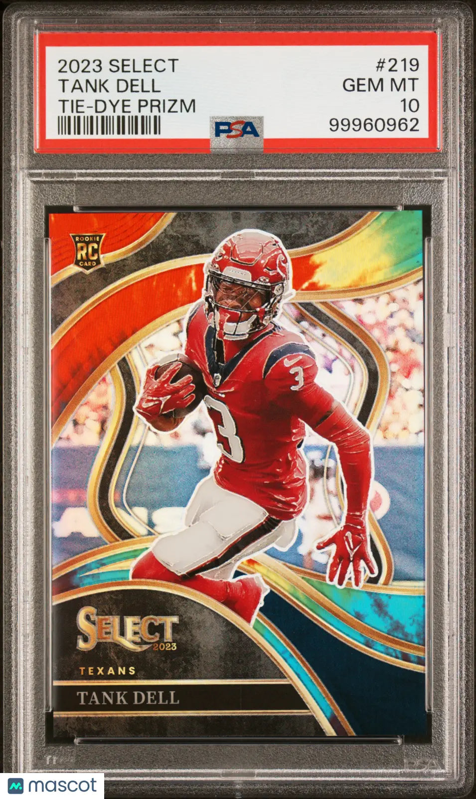 2023 Panini Select Football Tank Dell Rookie Tie Dye Prizm PSA 10 /25 - Rare Collectible for NFL Fans & Card Investors - Perfect for Display, Trading, and Sports Memorabilia Collections