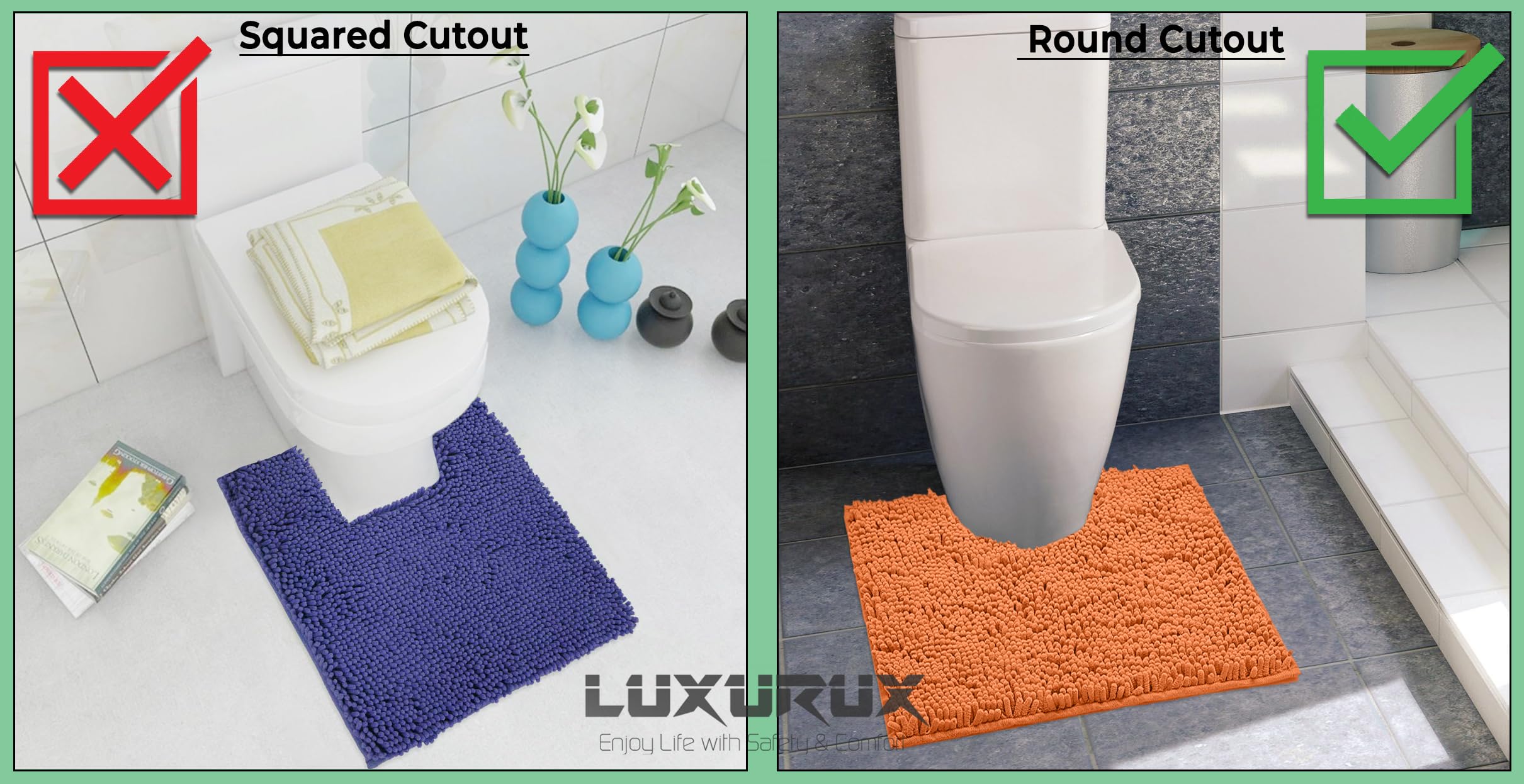 Premium Soft Plush Bath Mat - Ultra Absorbent Shaggy Bathroom Rug, Non-Slip Toilet Mat for Bath & Shower (20