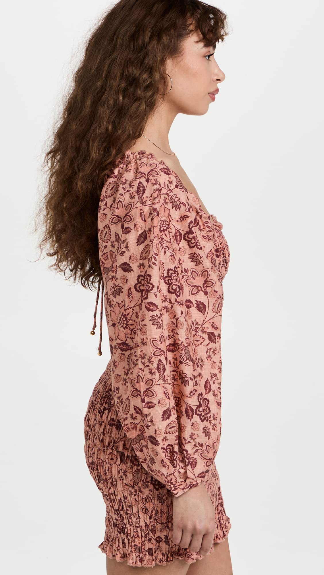 Free People Women's Smock It to Me Mini Dress - Floral Print, Apricot & Pink Combo, Size M | Boho Chic Summer Outfit for Beach, Date Night & Music Festivals