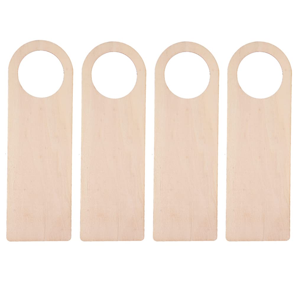 4 Pcs Unfinished Wood Door Knob Hangers - DIY Blank Wooden Door Signs for Crafts, Home Decor & Personalized Gifts - Perfect for Christmas, Birthdays, and Room Decorations