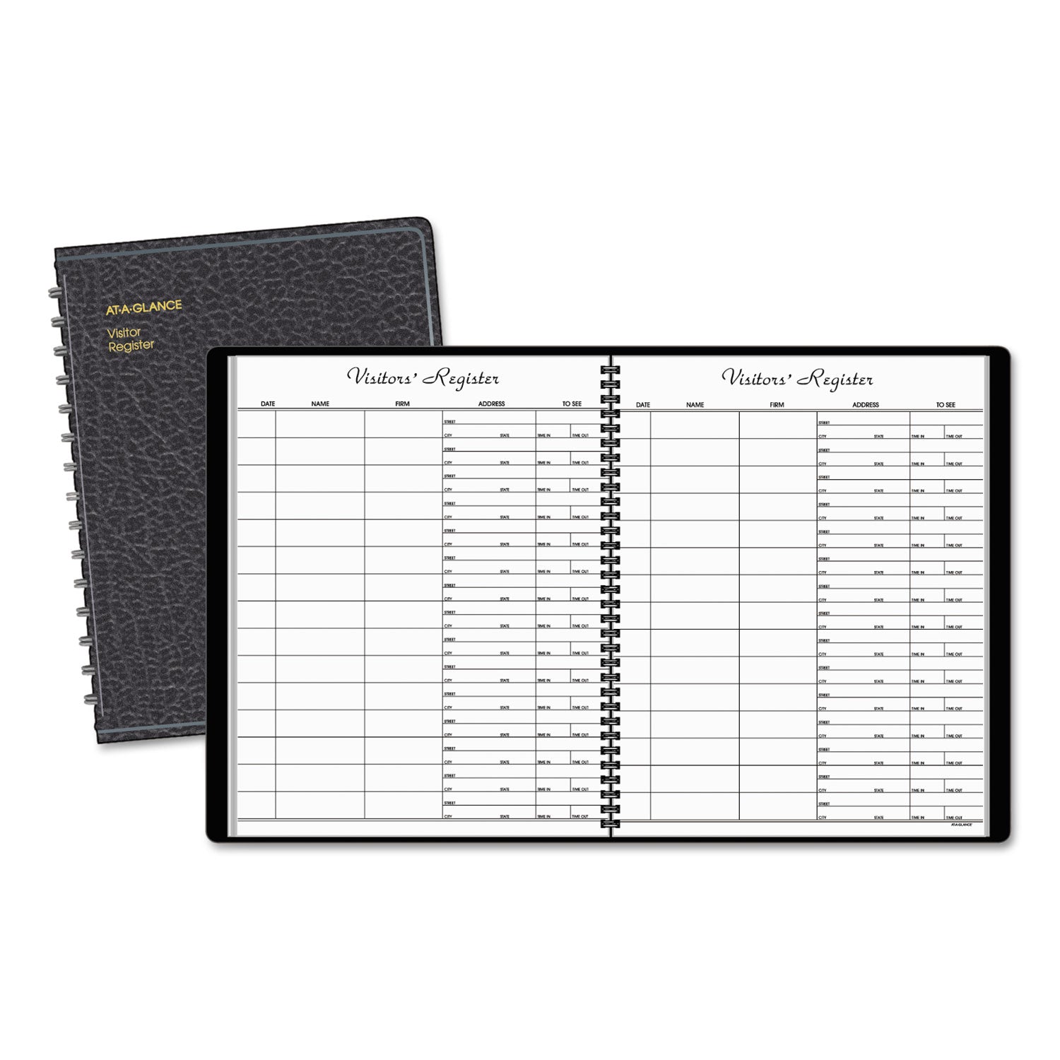 AT A GLANCE® Visitor Register Book - Black Cover, 8.5