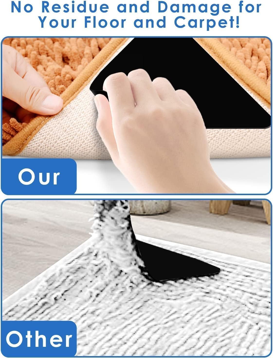 Non-Slip Rug Pads Grippers - Premium Anti-Skid Rug Underlay for Hardwood Floors & Tile - Perfect for Living Room, Bedroom & High-Traffic Areas