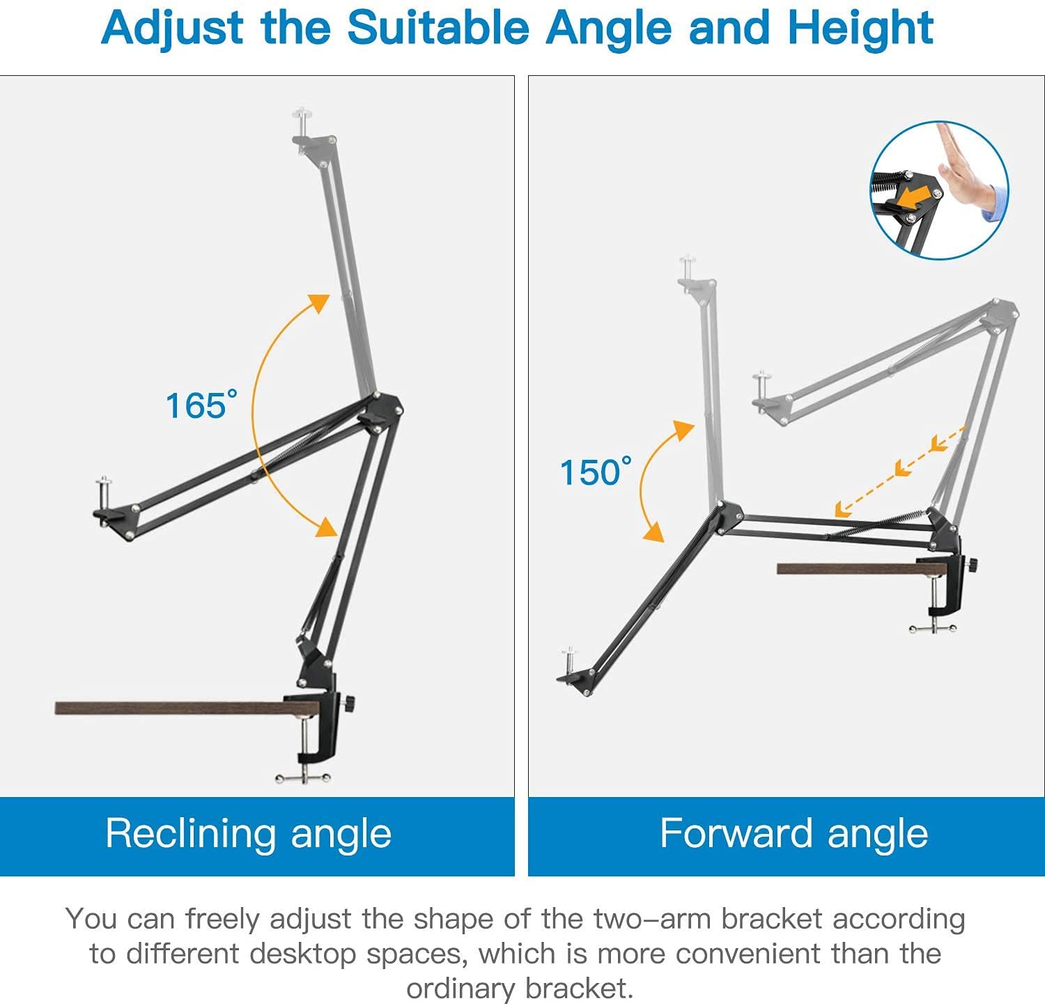Premium Adjustable Webcam Mount & Phone Holder with Scissor Arm - Universal Tripod Stand for Logitech C920, C930, C922, C615 & 1/4