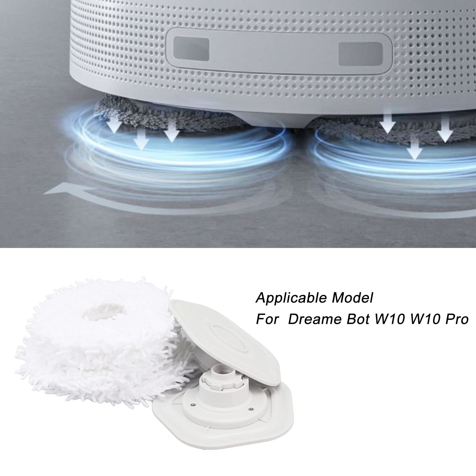 6-Pack Replacement Mop Pads & 2 Mop Holders for W10 Pro Robot Vacuum Cleaner - Compatible with W10 Robot Vacuum - Perfect for Hardwood Floors & Tile Cleaning