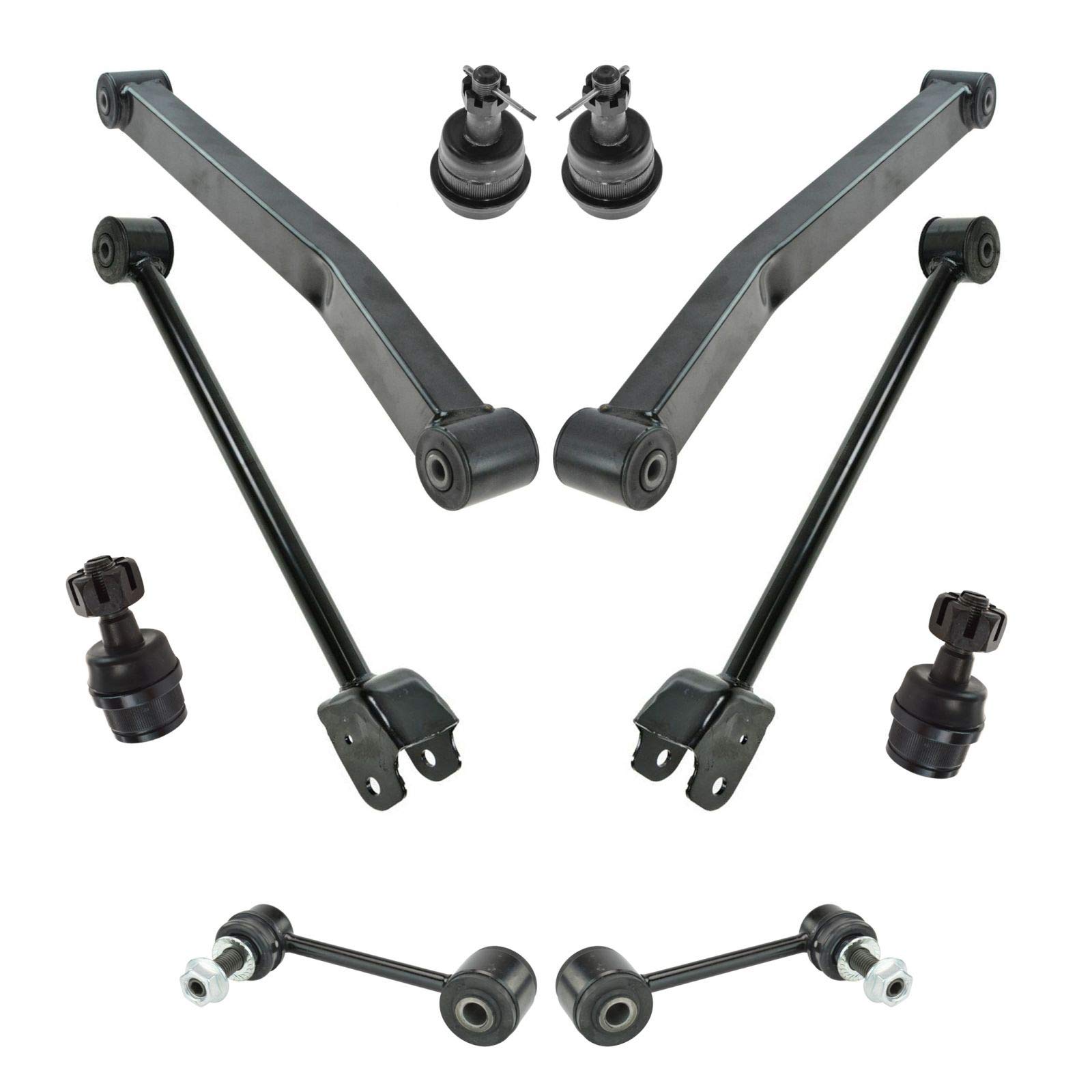 TRQ Front Suspension Kit with Ball Joint, Control Arm & Sway Bar Stabilizer Link - Compatible with 2007-2018 Jeep Wrangler JK | Off-Road Performance & Smooth Ride Upgrade
