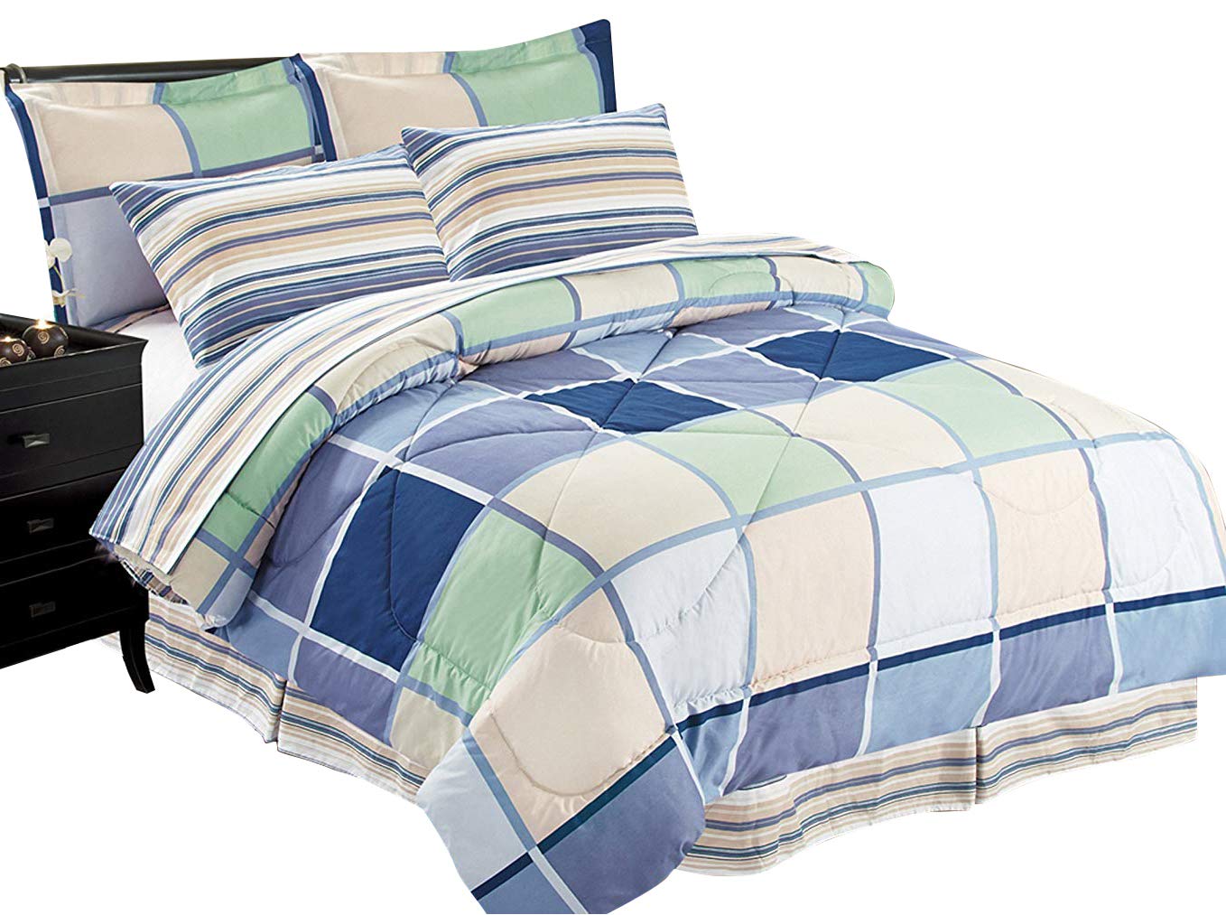 Ultra Soft 8-Piece Reversible Comforter Set Queen Size - Home Sweet Home Dreams Bed in a Bag | Luxury Bedding for Master Bedroom & Guest Room