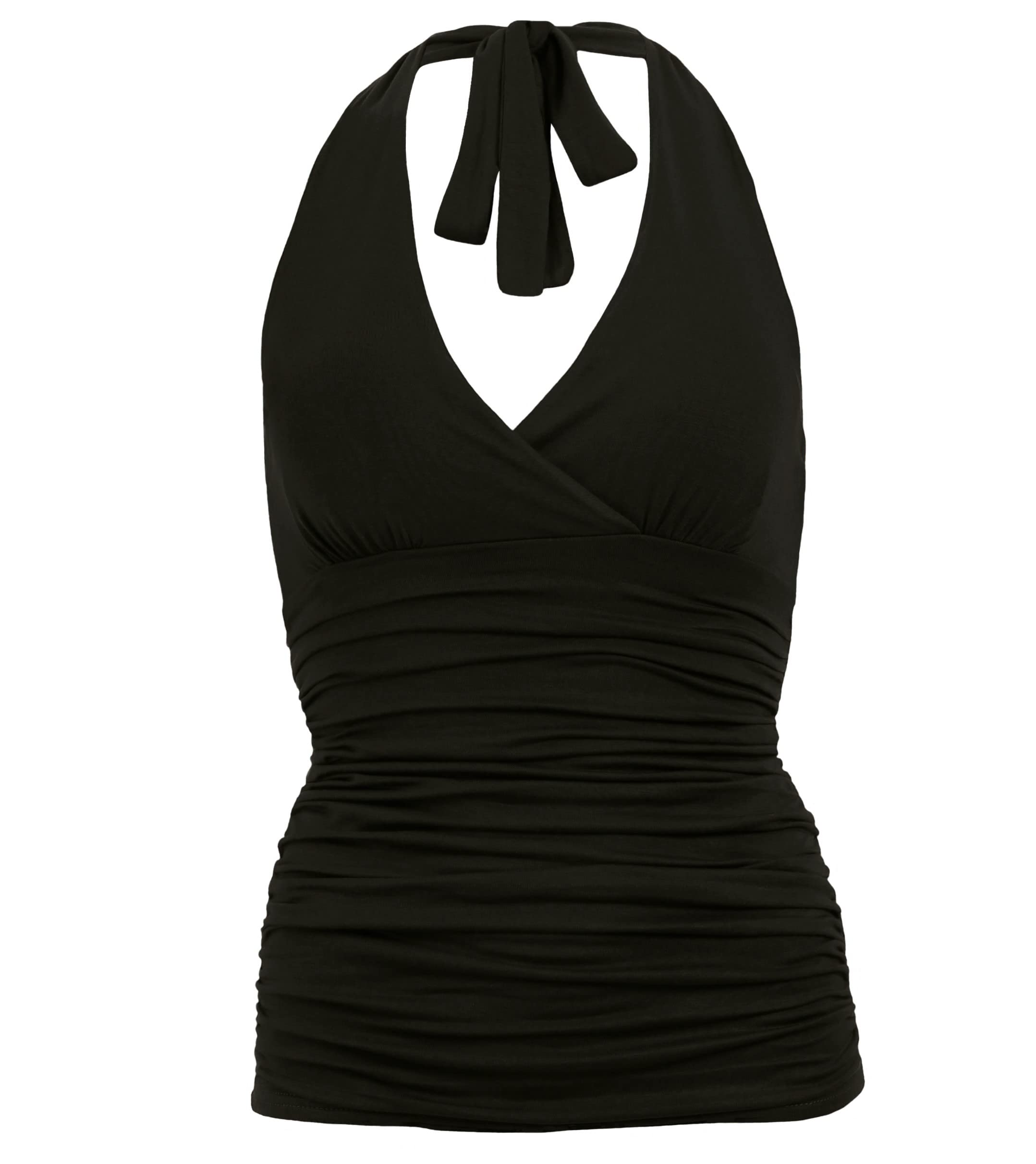 Women's Slim Fit Halter Neck Top - Sexy Stretchy Bodycon Shirt for Night Out & Summer Party