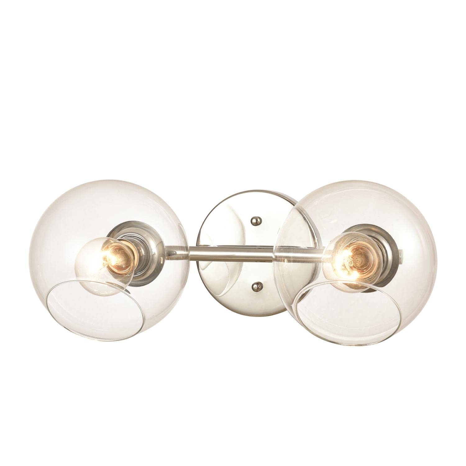 Claro 2-Light Bathroom Vanity Light Fixture - Polished Chrome Finish with Clear Glass Shades - Perfect for Bathroom, Powder Room & Dressing Room Lighting