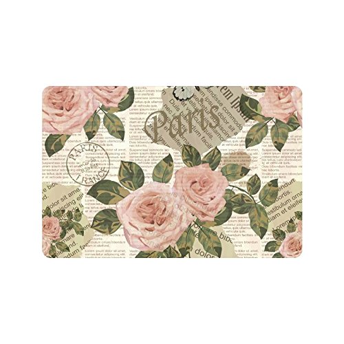 Vintage Floral Doormat with Anti-Slip Rubber Backing - 23.6