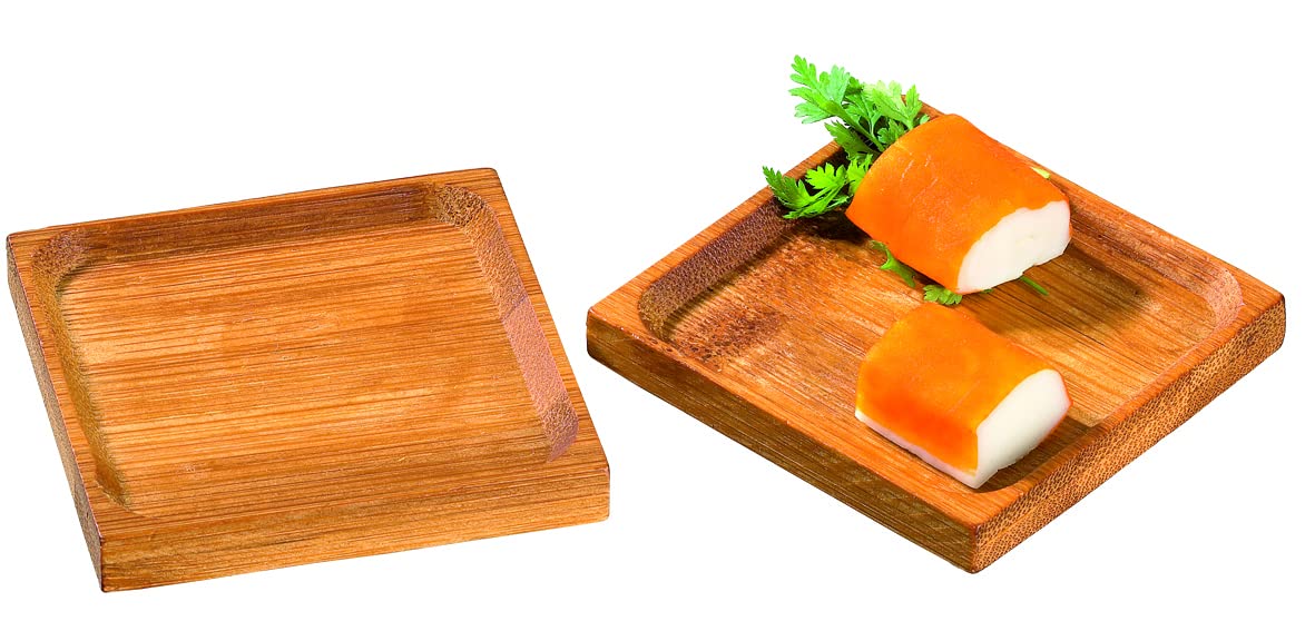 Eco-Friendly Poda Bamboo Mini Square Dish - Biodegradable Palm Leaf Plate & Bamboo Square Tray - 2.4