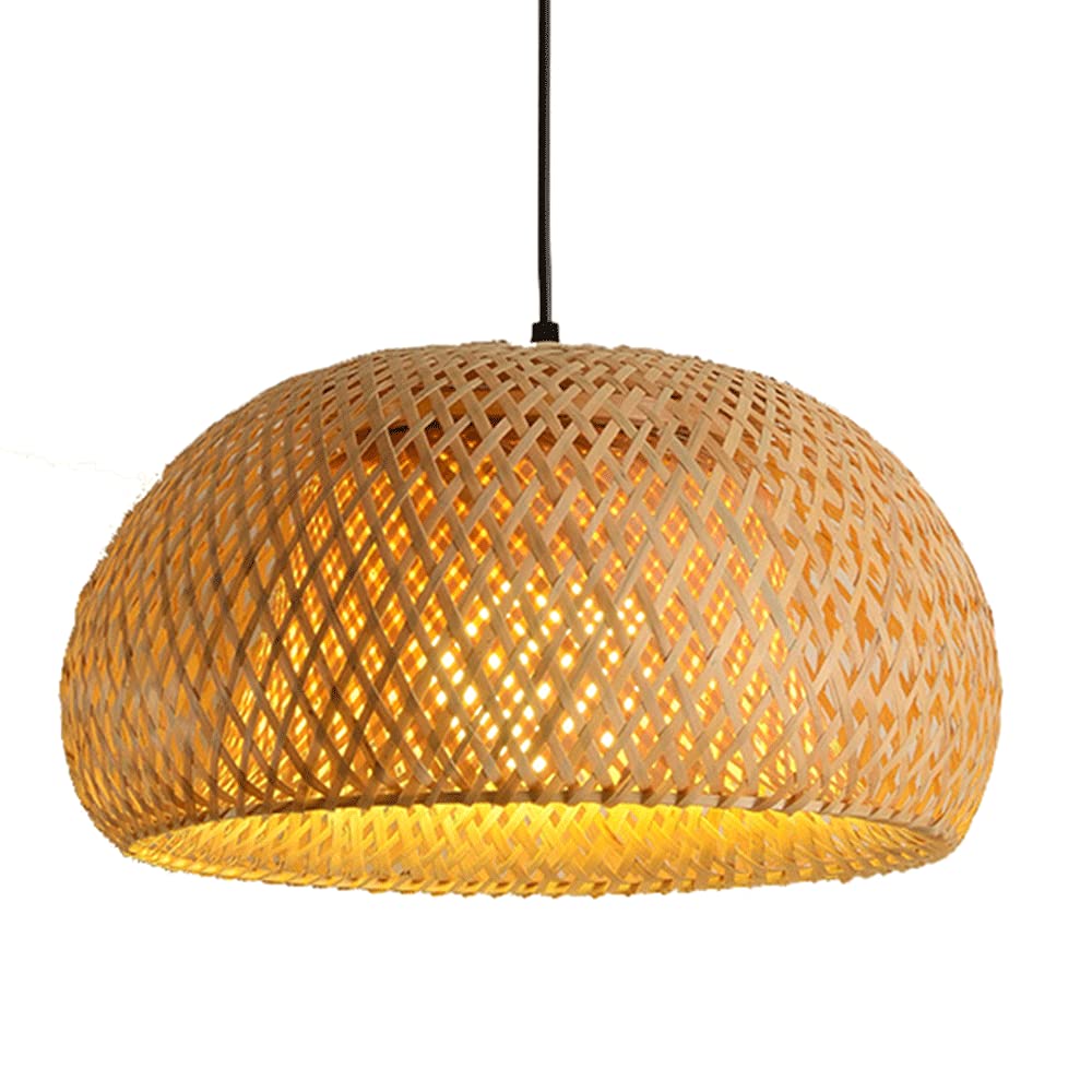 Vintage Japanese Style E27 Chandelier - Handwoven Wicker Shade Hanging Pendant Light with Modern Lantern Design for Ceiling Lighting | Perfect for Living Room, Bedroom, Restaurant, Cafe, Teahouse, Bar, Dining Room & Club | Creates Cozy Ambiance for Romantic Dinners and Relaxing Evenings