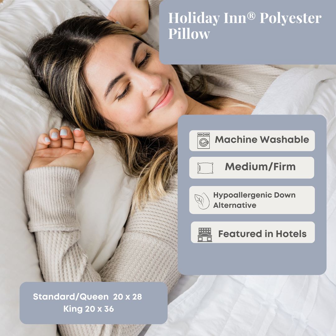Holiday Inn® Polyester Pillow - Firm Support for Neck and Back Pain Relief | Perfect for Hotels, Home & Travel Use