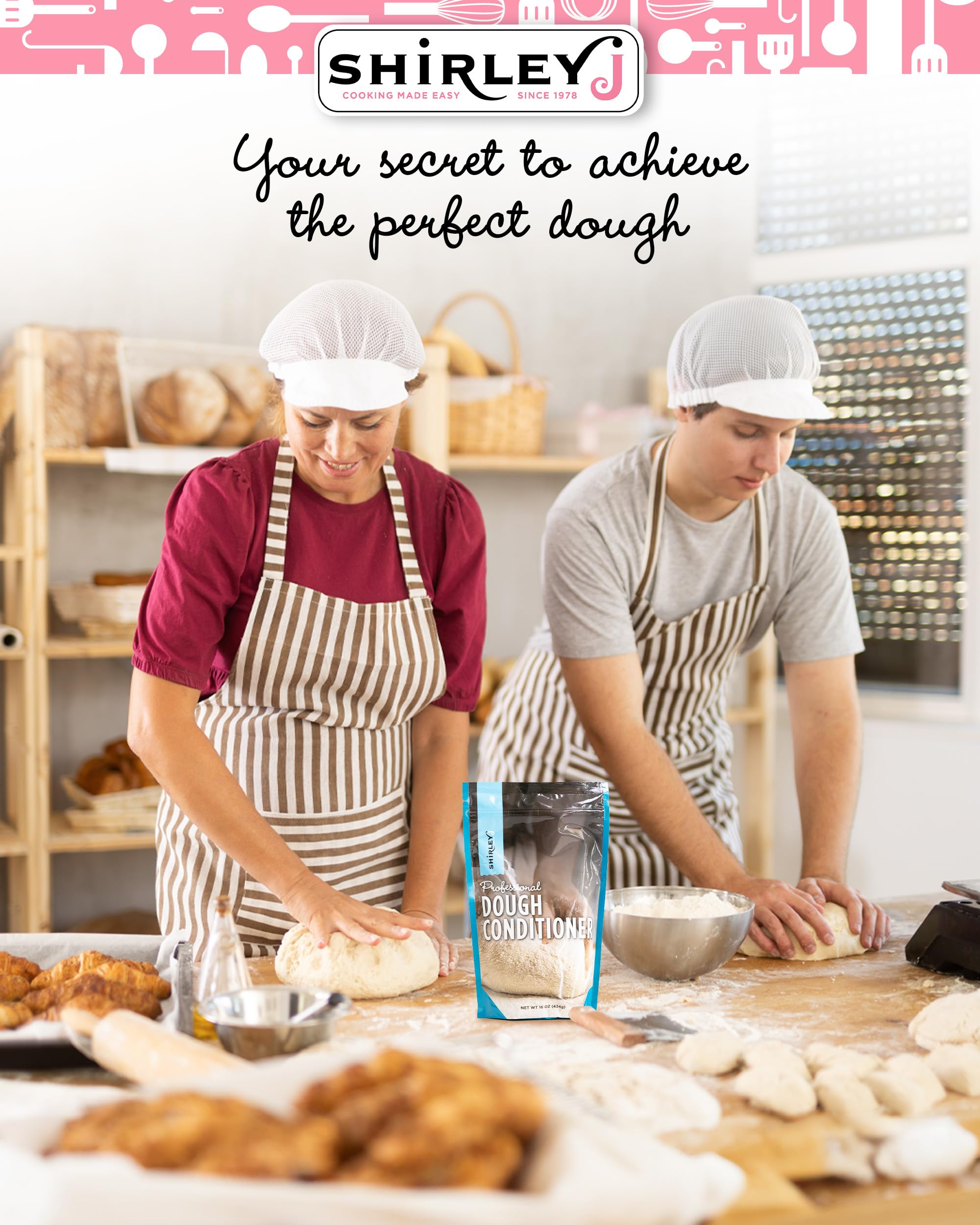 Shirley J Professional Dough Conditioner - 1 lb Bread Dough Enhancer for Homemade Bread, Pizza Dough, Rolls & Pastries | Improves Rise, Texture & Elasticity | Perfect for Bakeries, Home Baking & Artisan Bread Making