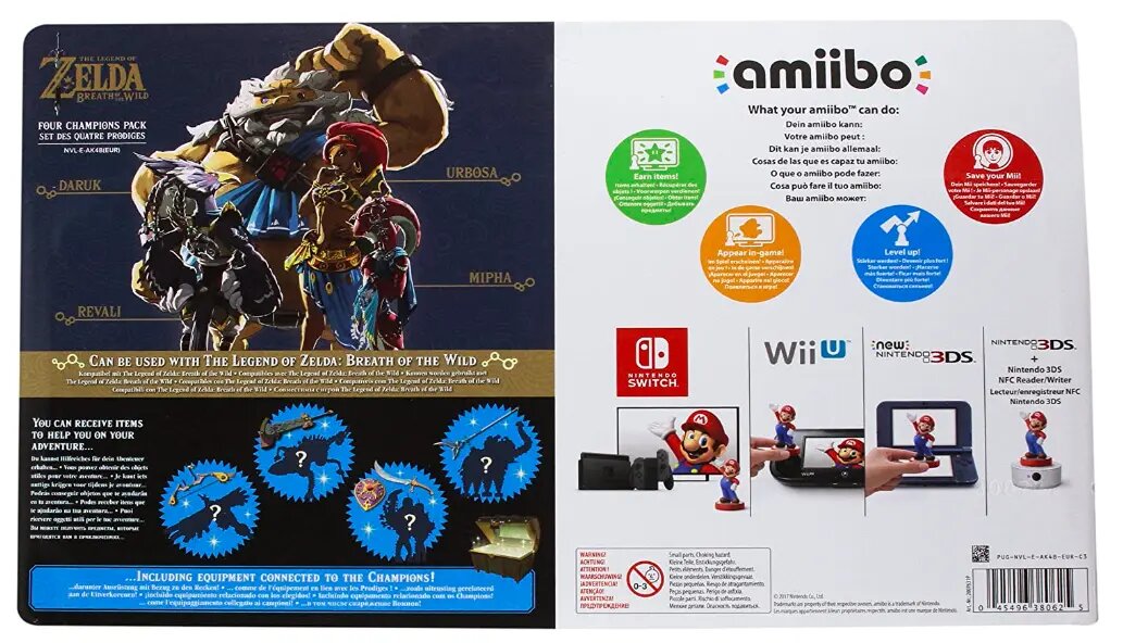 Legend of Zelda Breath of the Wild 4 Champions Amiibo Set - Urbosa, Revali, Mipha, Daruk - Official Nintendo Collectible Figures for Gaming & Display - Perfect for Zelda Fans & Collectors