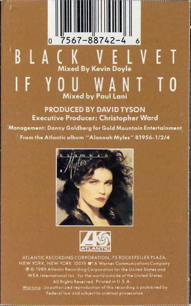Alannah Myles - Black Velvet Cassette Single (VG+ Condition) | Vintage Music Collectible for 90s Fans & Cassette Enthusiasts