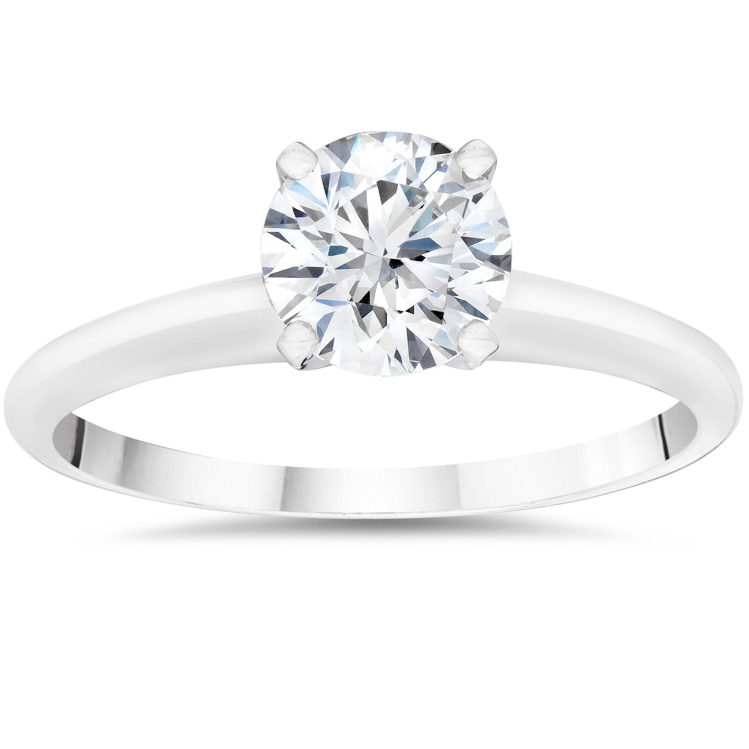 1/5 Carat Lab Created Diamond Solitaire Engagement Ring - 14K White Gold Wedding Band for Proposal, Anniversary & Bridal Jewelry Gift