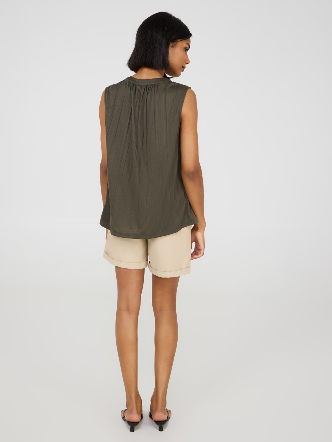 Women's Sleeveless Henley Top with Lace Trim - Casual Summer Tops for Beach, Vacation & Everyday Wear