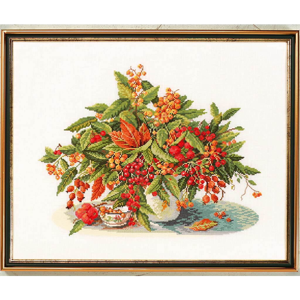 Golden Berries Counted Cross Stitch Kit - 40x50cm DIY Embroidery Set for Beginners & Adults | Perfect for Home Decor, Gifts & Relaxation