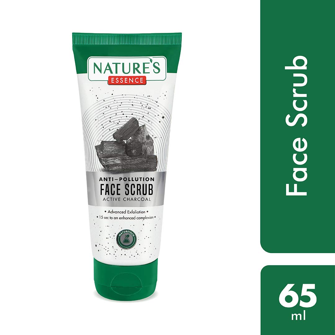 Nature's Essence Anti-Pollution Charcoal Face Scrub 50g - Deep Cleansing & Detoxifying Facial Exfoliator for Blackheads & Acne - Perfect for Daily Skincare Routine & Post-Workout Refresh