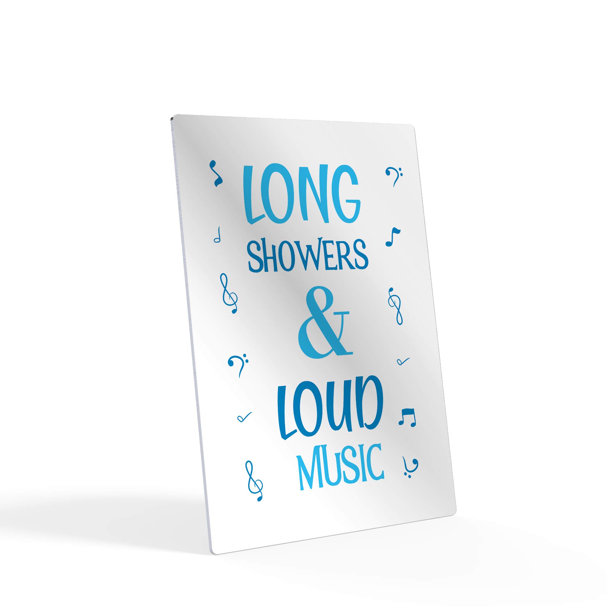 Funny Bathroom Wall Art - HB Art Design 'Long Showers & Loud Music' Metal Print Sign | 40x30 Inches Ready to Hang | Perfect Bathroom Decor, Nursery Sign & Unique Toilet Gift for Music Lovers