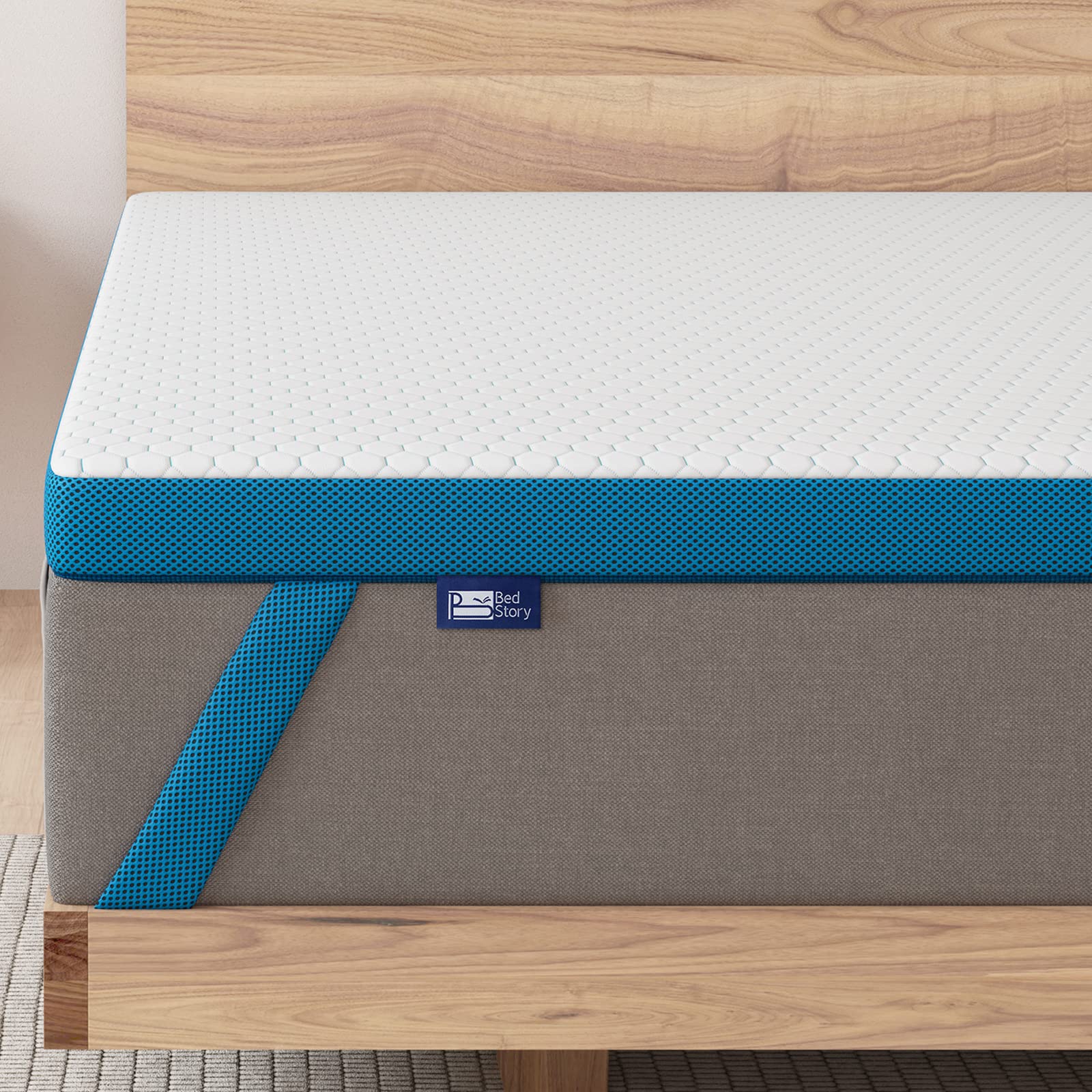BedStory 3 Inch Firm Mattress Topper Queen Size - Extra Firm Pain Relief Memory Foam with Gel, Bamboo Charcoal & Copper Infusion | Cooling, Skin-Friendly & Non-Slip Pad | CertiPUR-US Certified | Perfect for Back Pain Relief & Hot Sleepers