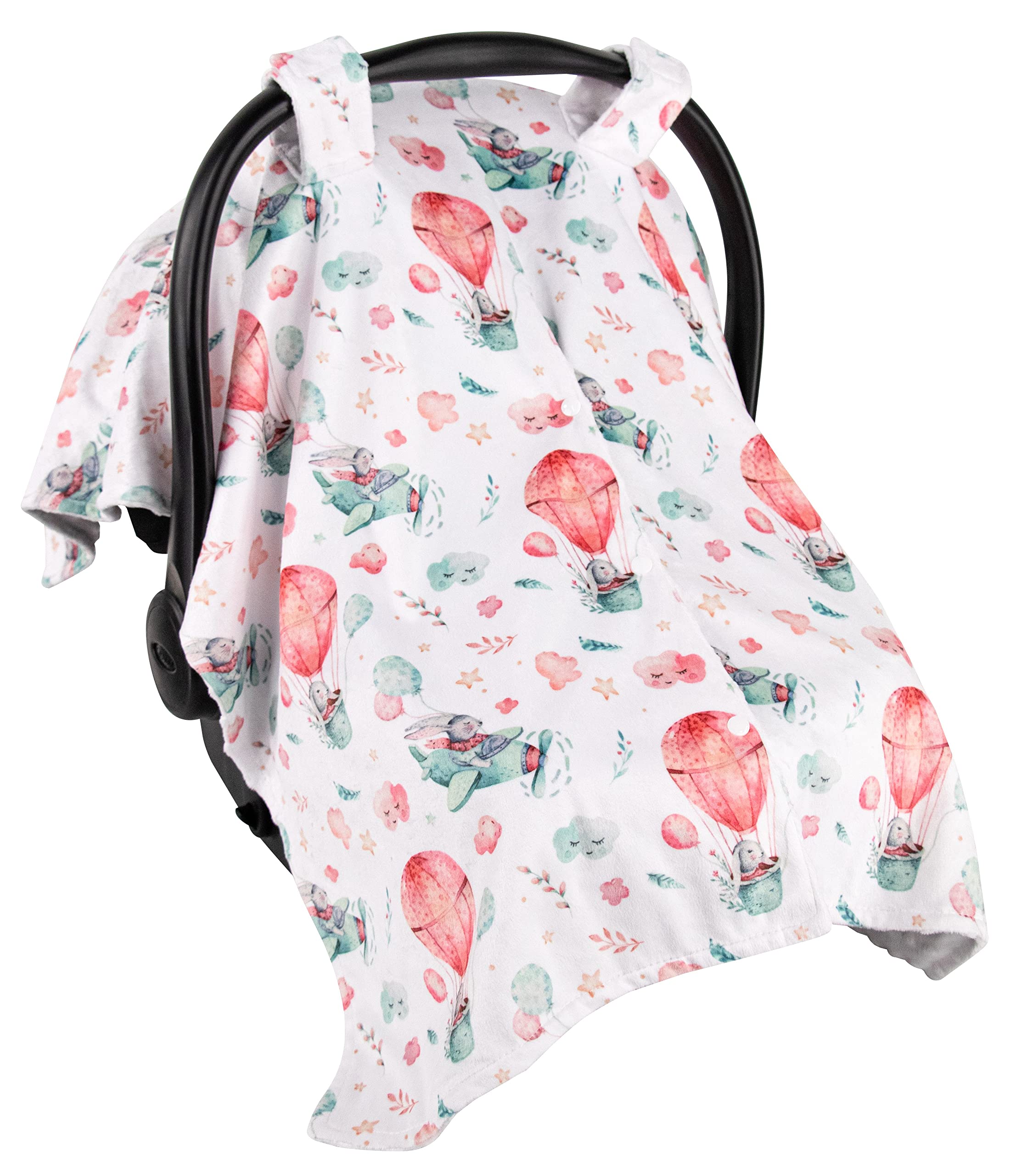Premium Baby Car Seat Cover - Soft Minky Fabric with Adorable Rabbits in The Sky Design, 40