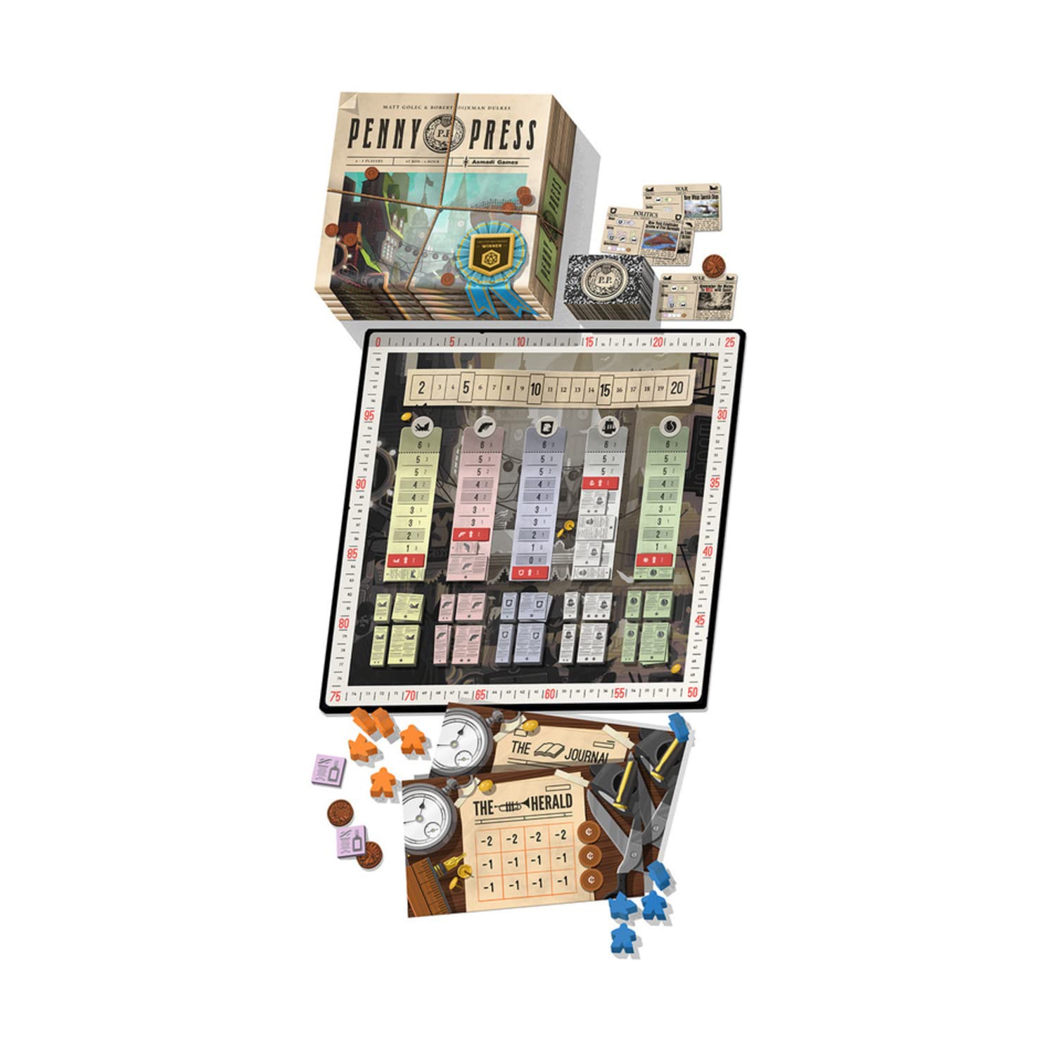 Penny Press Game by Asmadi Games - Fun Family Board Game for Strategy & Wordplay - Perfect for Game Nights, Parties & Educational Play
